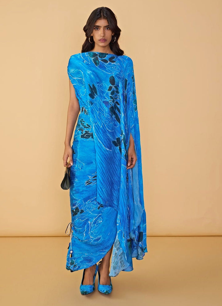 Saaksha &amp; Kinni Blue Rose Print Kaftan DressFabilicious Fashion