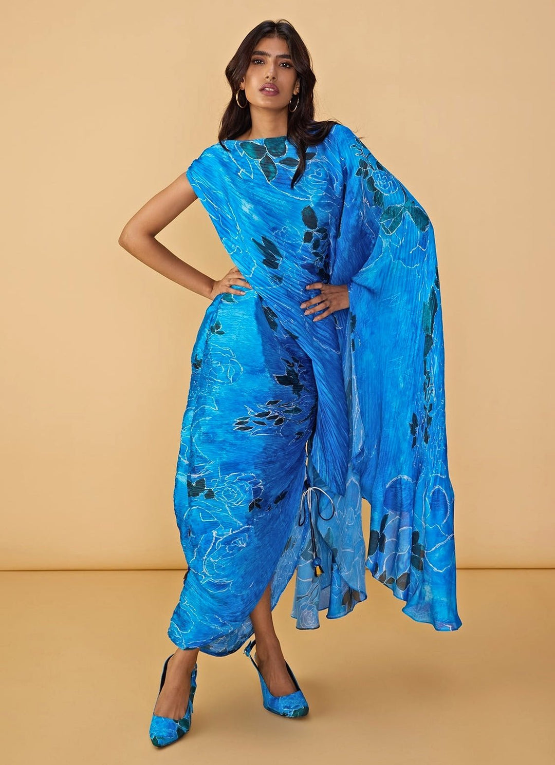 Saaksha & Kinni Blue Rose Print Kaftan DressFabilicious Fashion