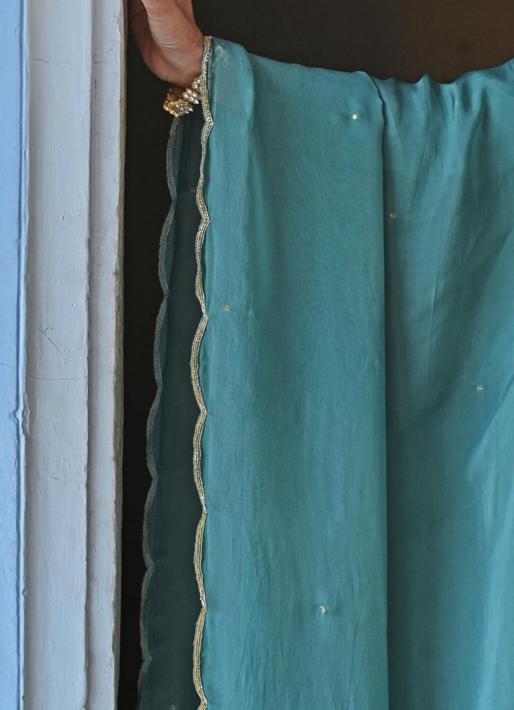 Blue Silk Embroidered Peplum Kurta Set With Dhoti Ease - Fabilicious Fashion