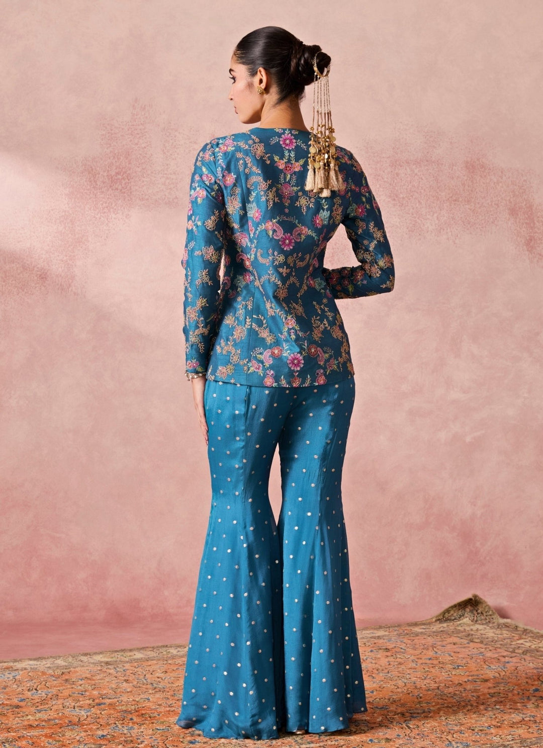 Chamee And Palak Blue Silk Jacket Pants SetFabilicious Fashion