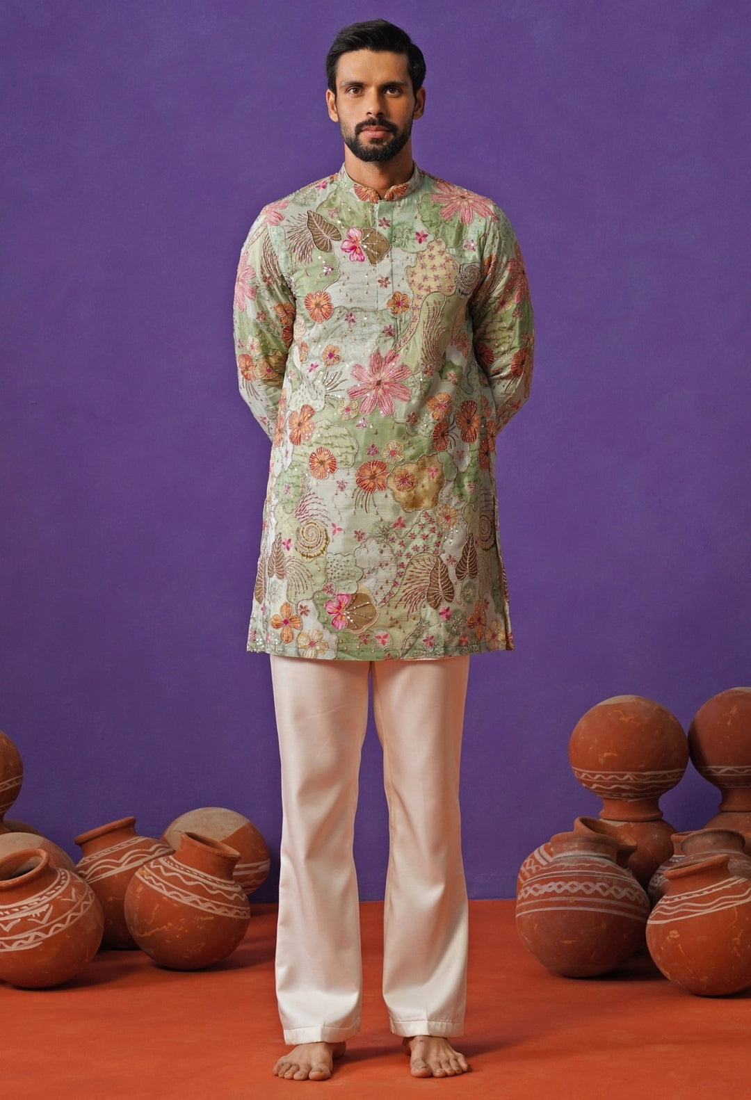 Kalpraag Blue Silk Short Kurta SetFabilicious Fashion