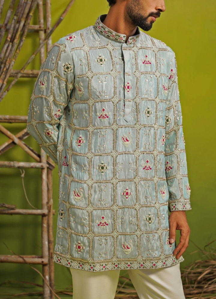 Kalpraag Blue Silk Short Kurta SetFabilicious Fashion