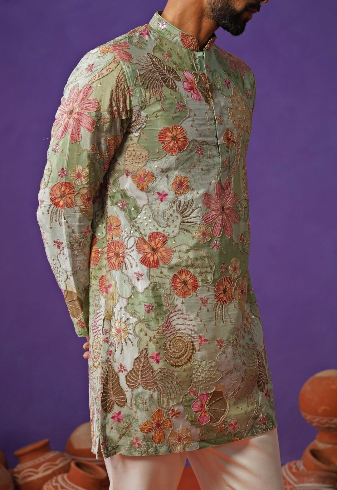 Kalpraag Blue Silk Short Kurta SetFabilicious Fashion