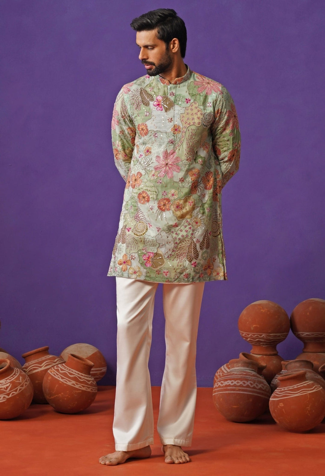 Kalpraag Blue Silk Short Kurta SetFabilicious Fashion