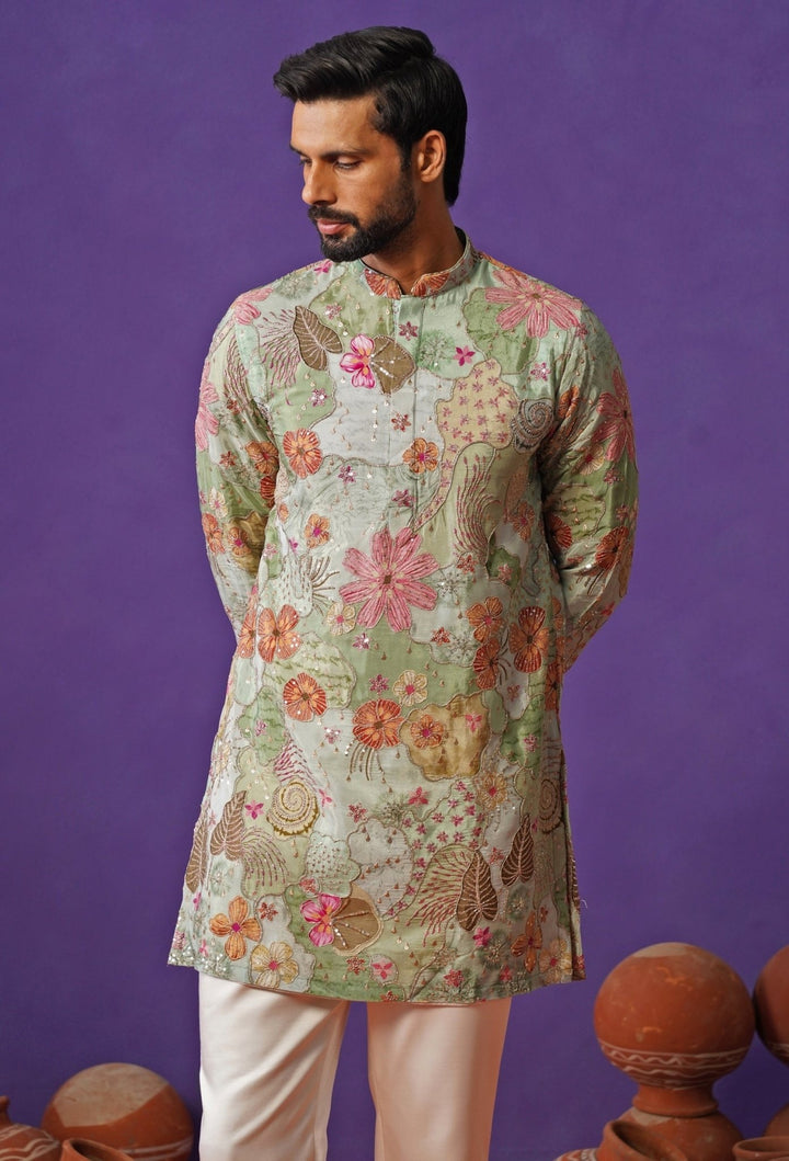 Kalpraag Blue Silk Short Kurta SetFabilicious Fashion