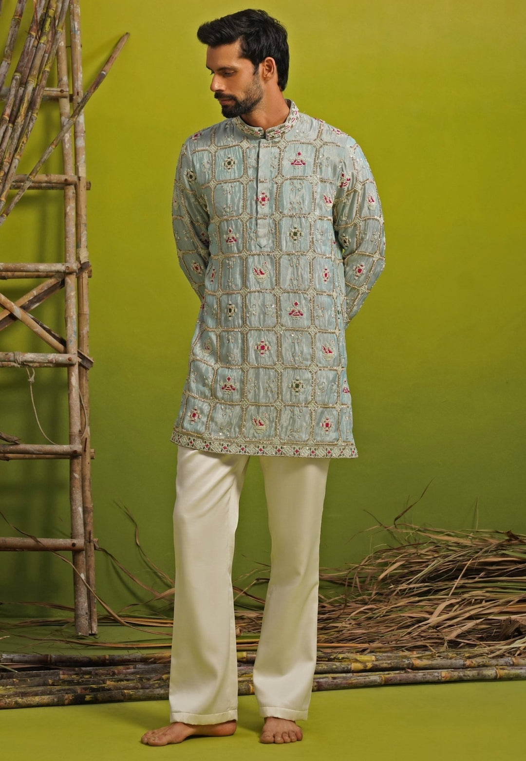 Kalpraag Blue Silk Short Kurta SetFabilicious Fashion
