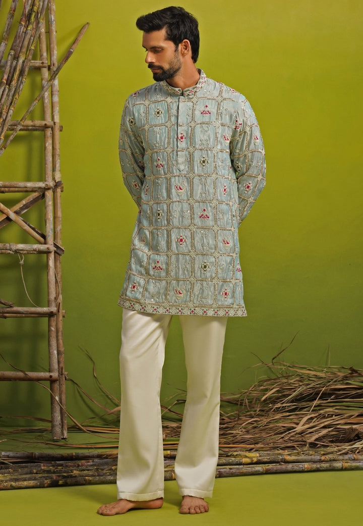 Kalpraag Blue Silk Short Kurta SetFabilicious Fashion