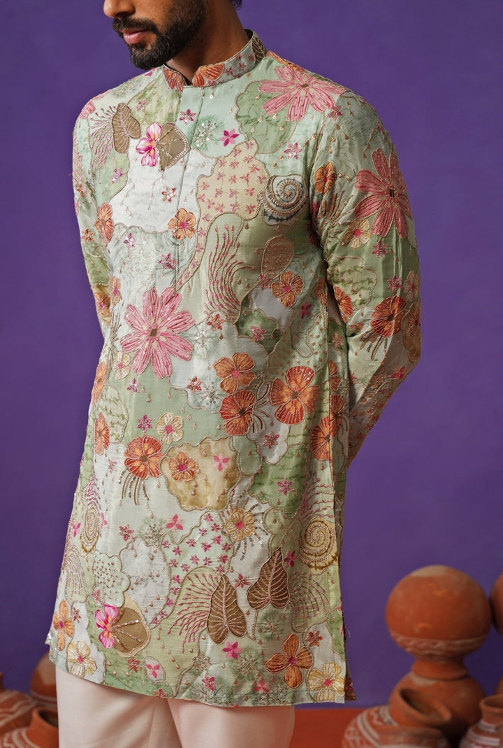 Kalpraag Blue Silk Short Kurta SetFabilicious Fashion