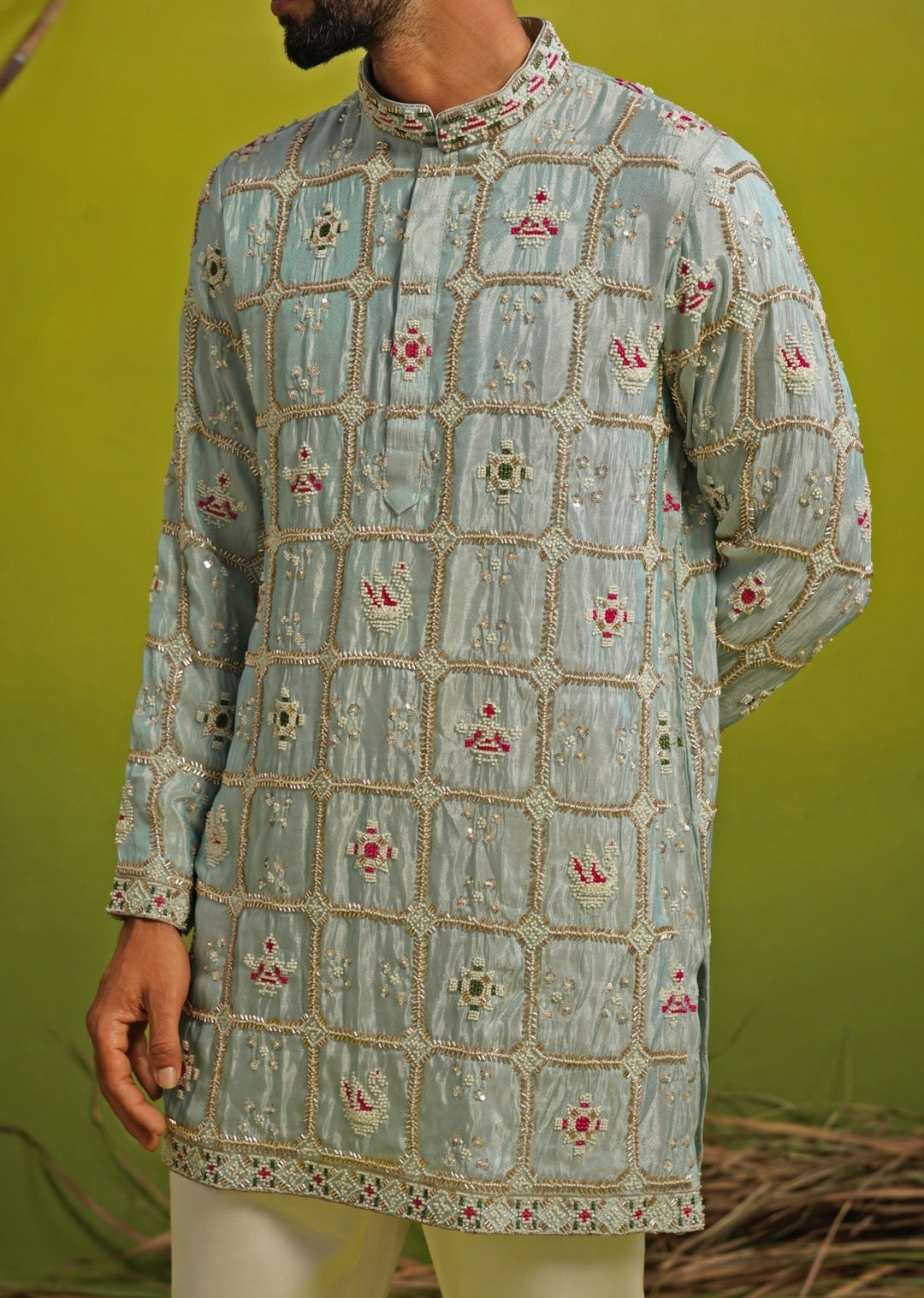 Kalpraag Blue Silk Short Kurta SetFabilicious Fashion