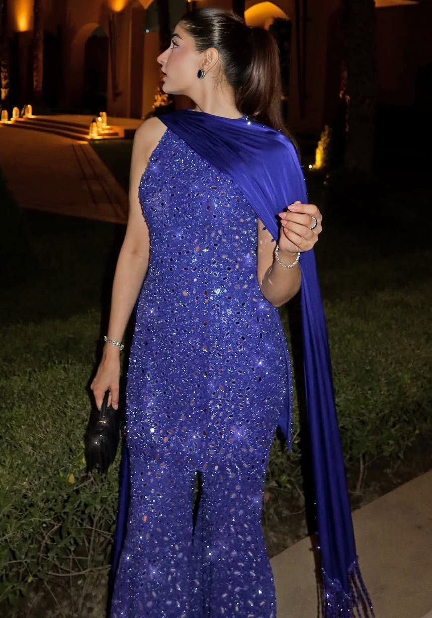 Vvani by Vani Vats Blue Soft Net Mirrorwork Kurta Sharara SetFabilicious Fashion