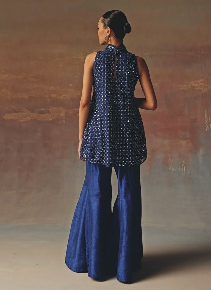 Twenty Nine Blue Soft Net Mirrorwork Kurta ShararaFabilicious Fashion