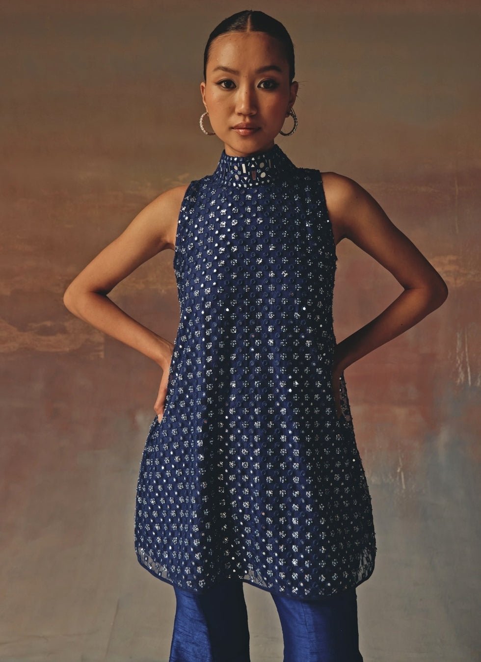 Twenty Nine Blue Soft Net Mirrorwork Kurta ShararaFabilicious Fashion