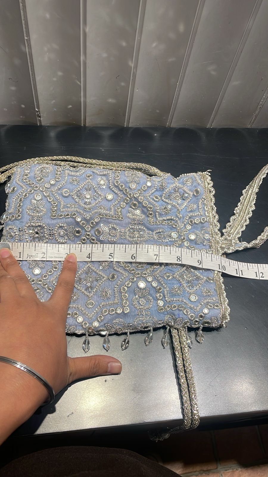 Twenty Nine Blue Soft Net Mirrorwork PotliFabilicious Fashion