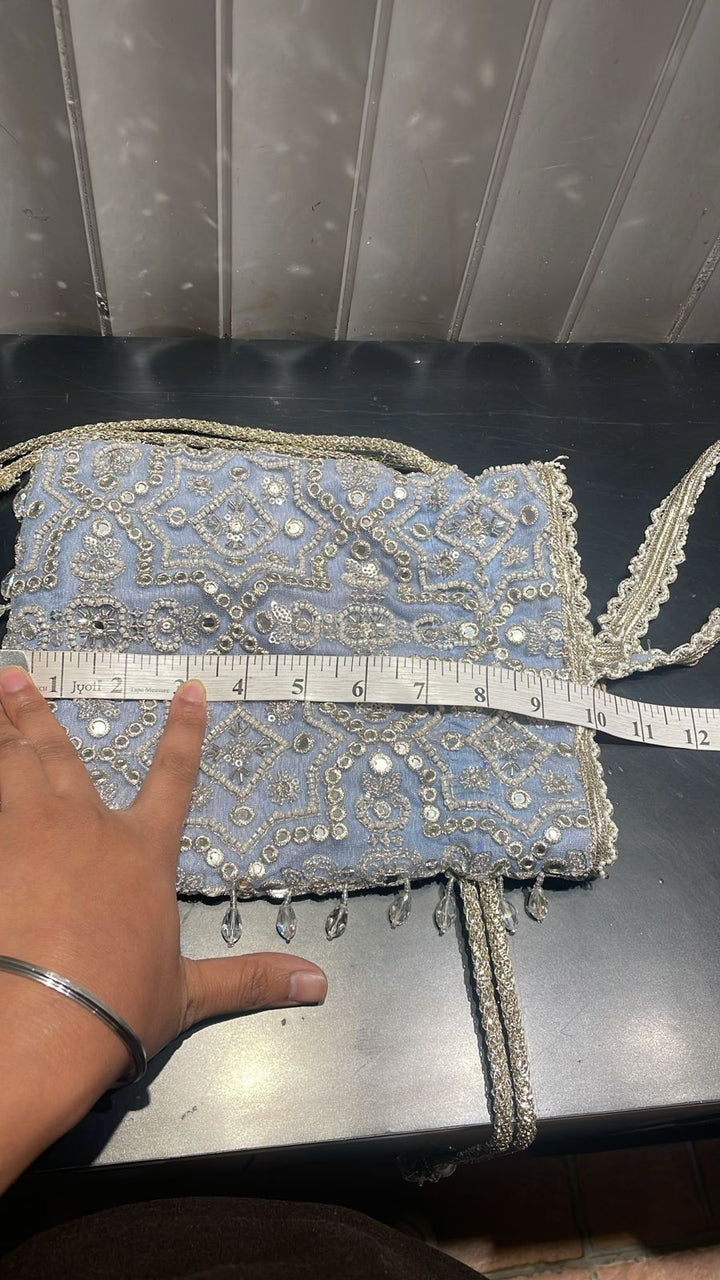 Twenty Nine Blue Soft Net Mirrorwork PotliFabilicious Fashion