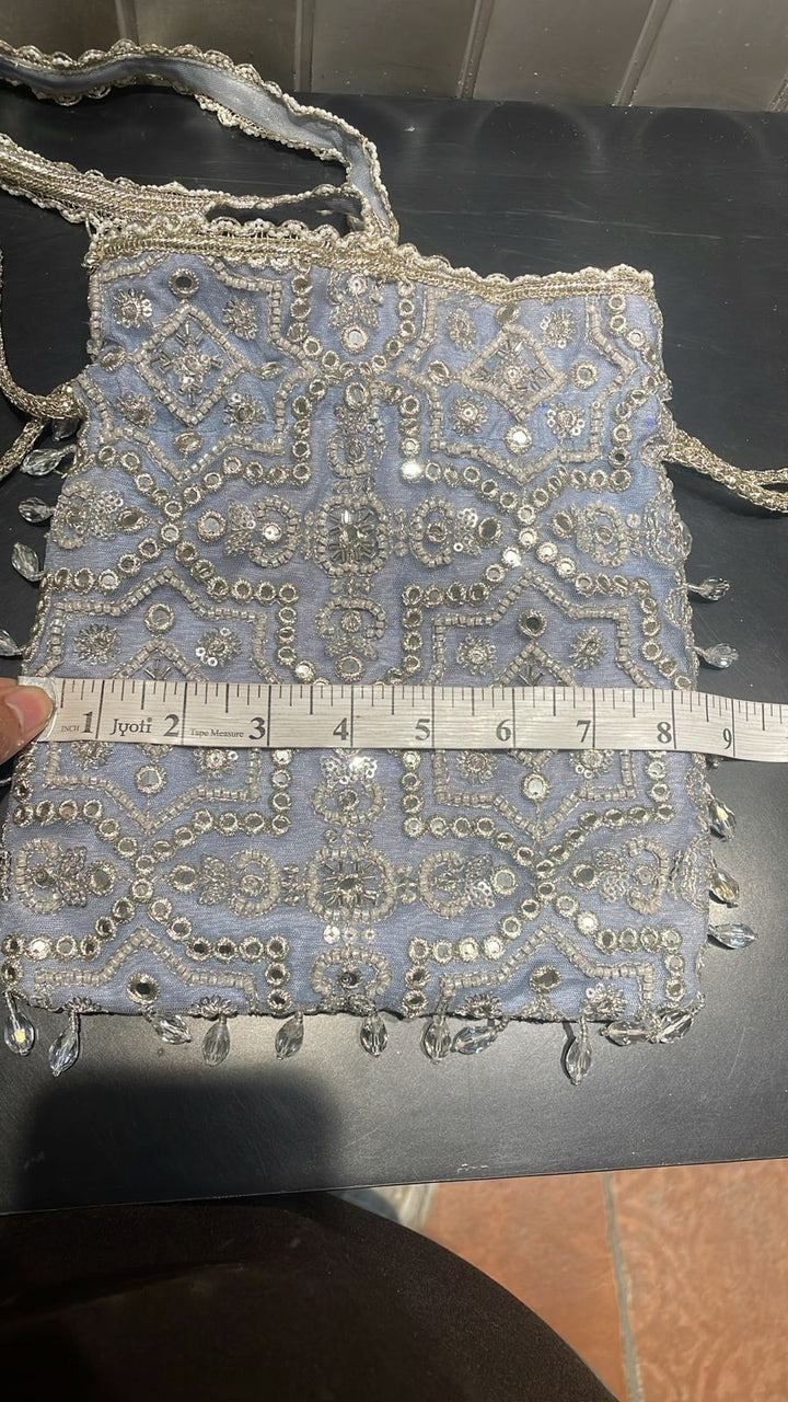 Twenty Nine Blue Soft Net Mirrorwork PotliFabilicious Fashion
