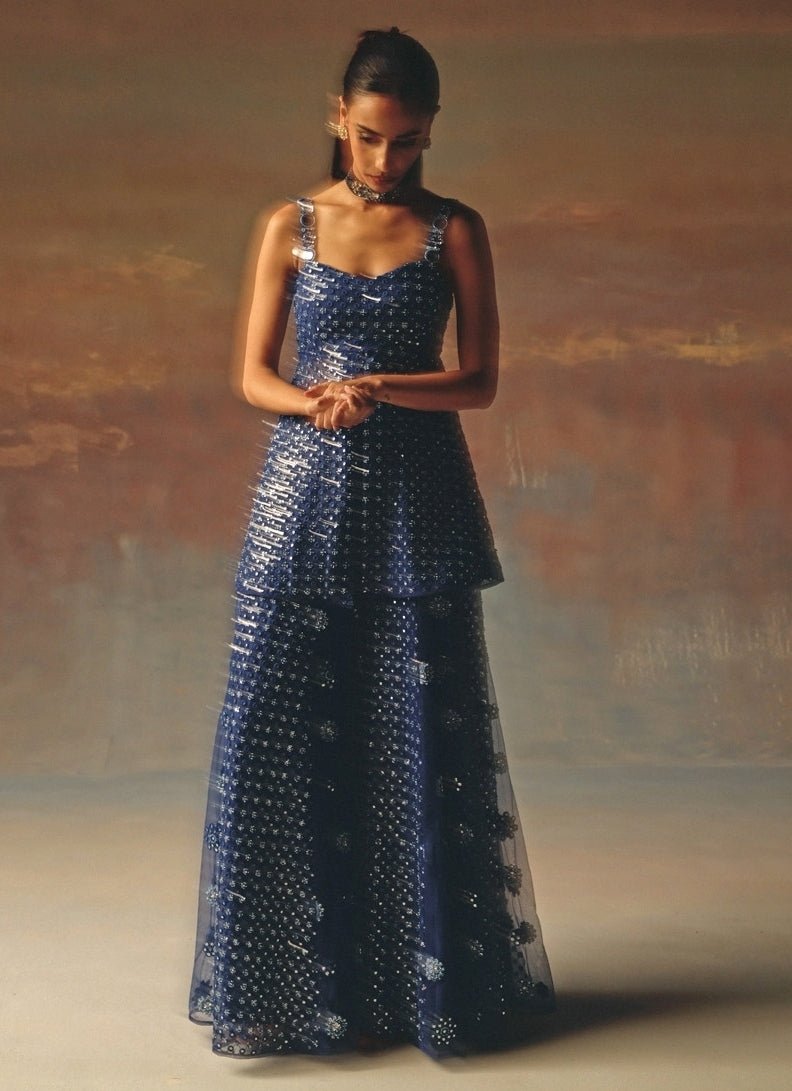 Twenty Nine Blue Soft Net Peplum Kurta ShararaFabilicious Fashion
