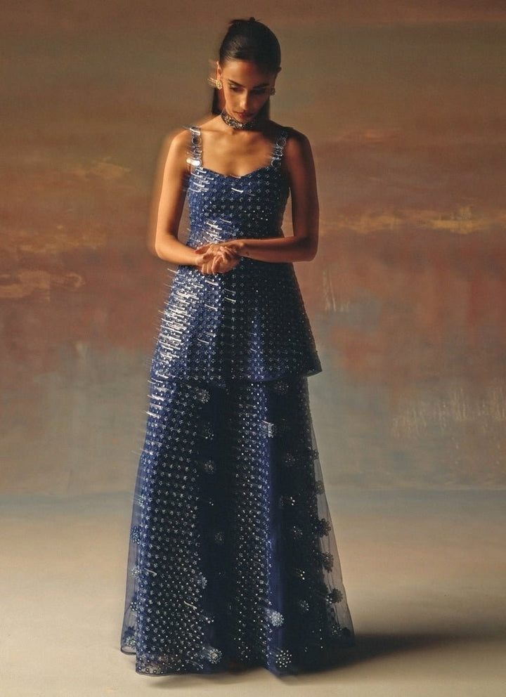 Twenty Nine Blue Soft Net Peplum Kurta ShararaFabilicious Fashion