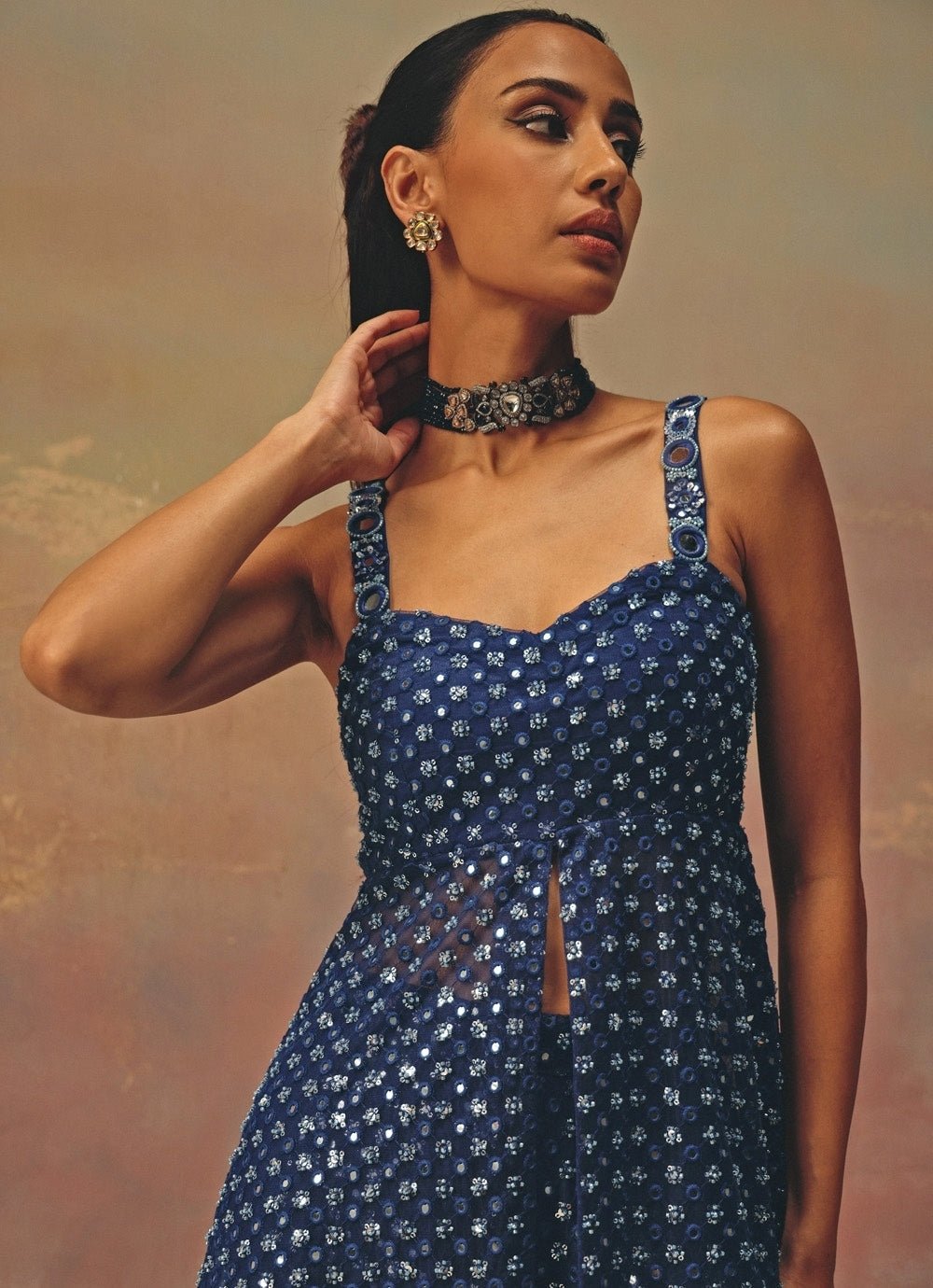 Twenty Nine Blue Soft Net Peplum Kurta ShararaFabilicious Fashion