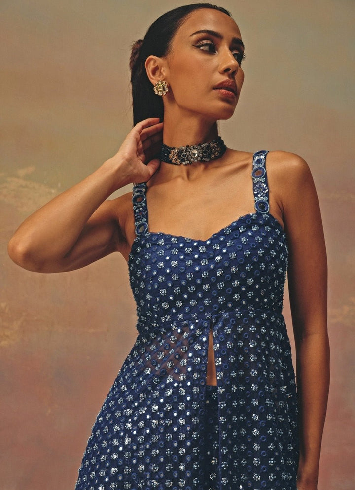 Twenty Nine Blue Soft Net Peplum Kurta ShararaFabilicious Fashion