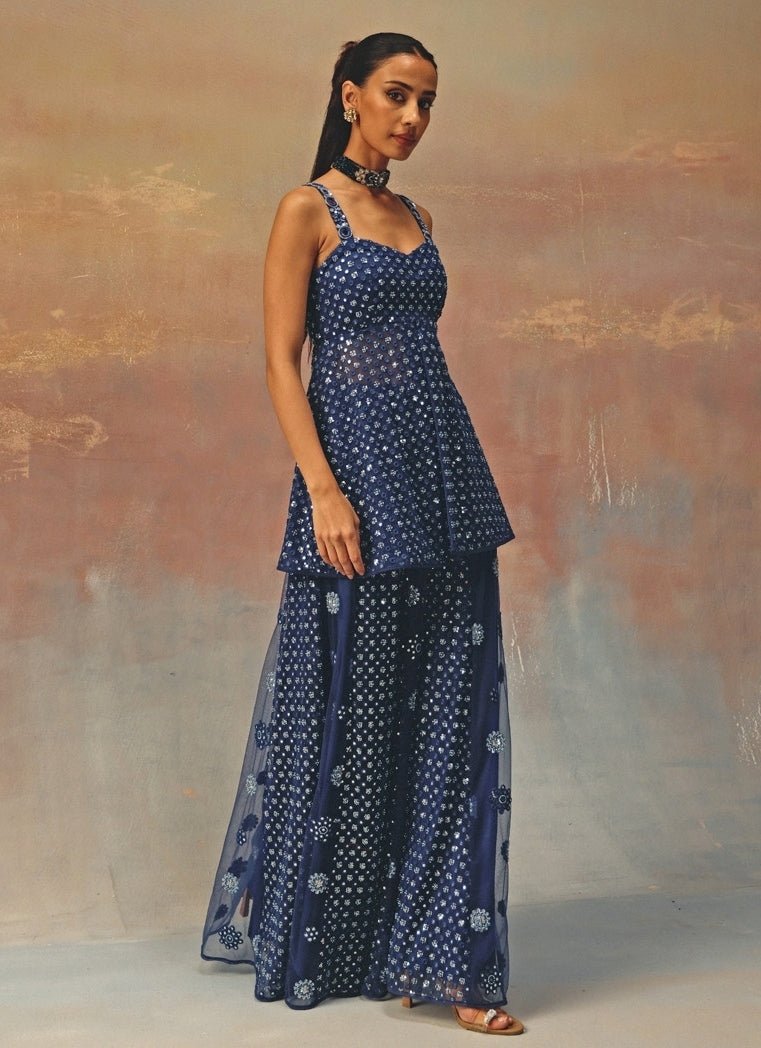 Twenty Nine Blue Soft Net Peplum Kurta ShararaFabilicious Fashion
