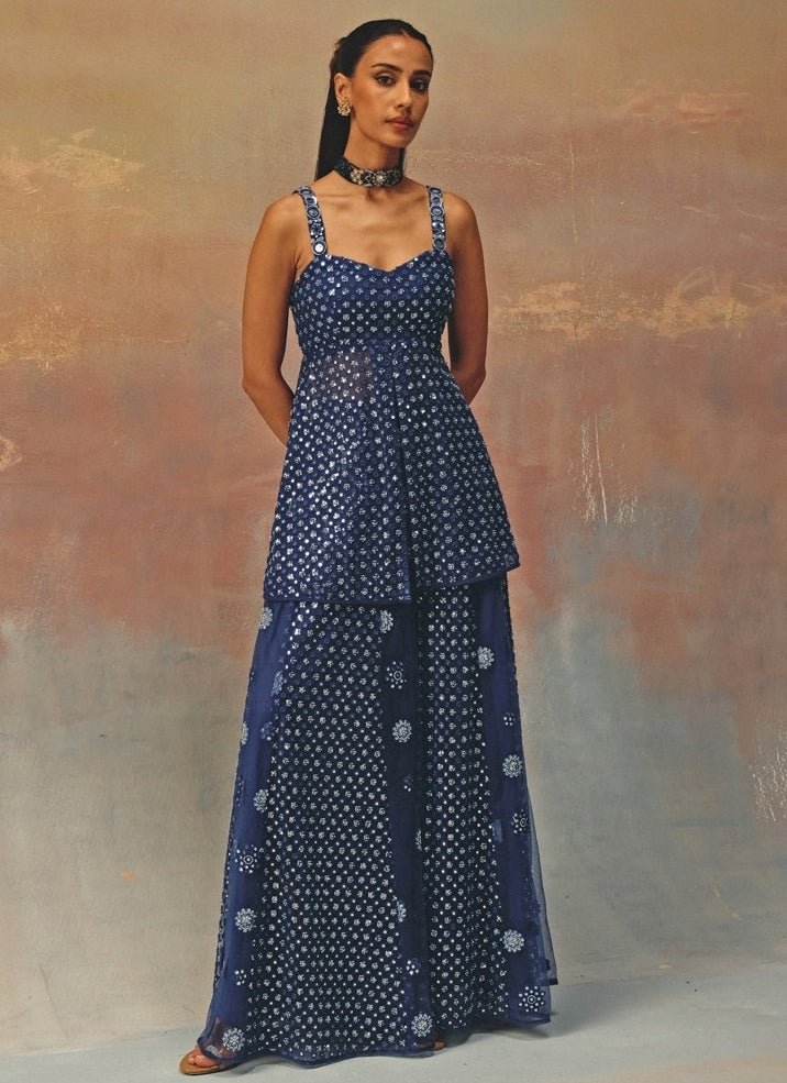 Twenty Nine Blue Soft Net Peplum Kurta ShararaFabilicious Fashion