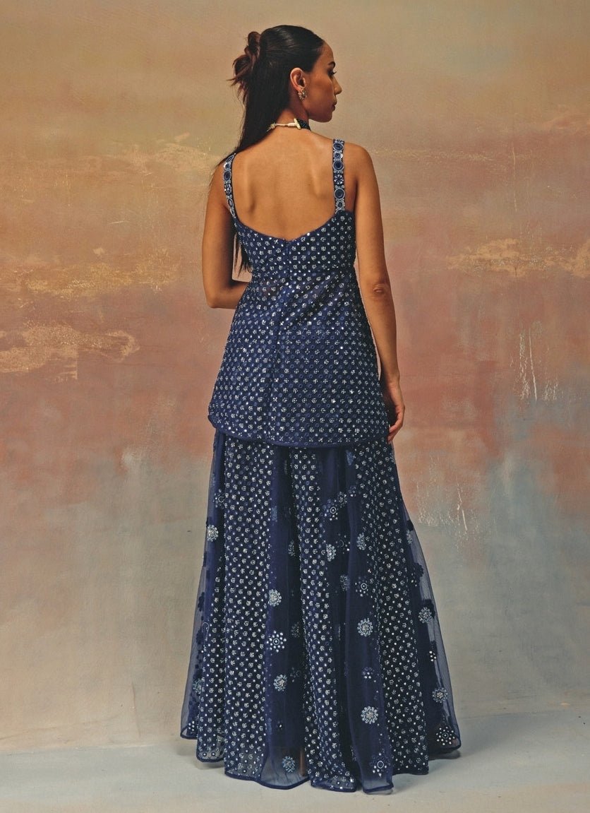 Twenty Nine Blue Soft Net Peplum Kurta ShararaFabilicious Fashion