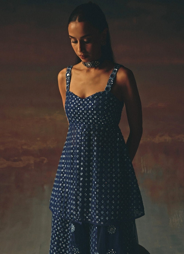 Twenty Nine Blue Soft Net Peplum Kurta ShararaFabilicious Fashion