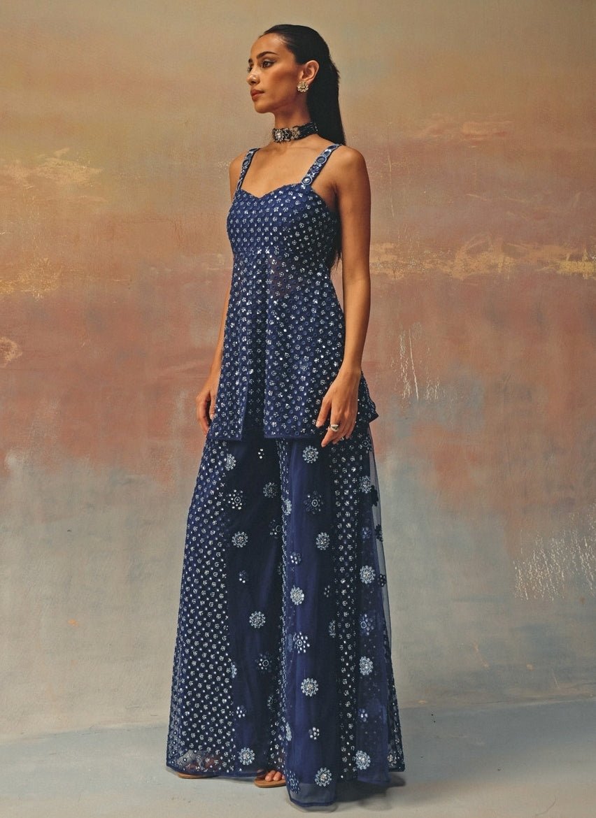 Twenty Nine Blue Soft Net Peplum Kurta ShararaFabilicious Fashion