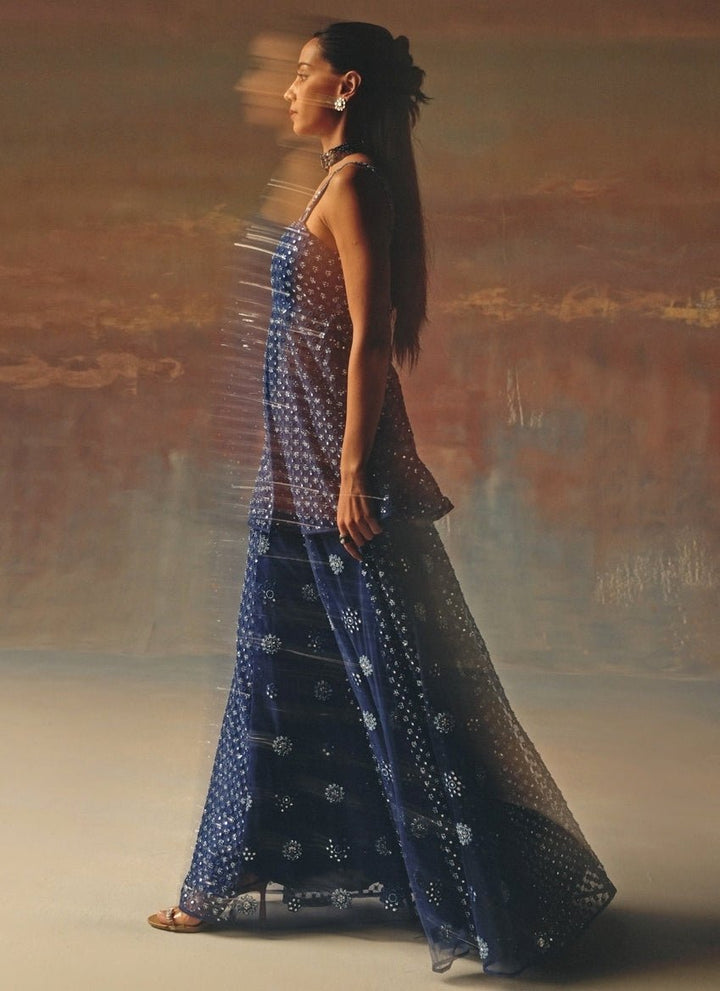Twenty Nine Blue Soft Net Peplum Kurta ShararaFabilicious Fashion