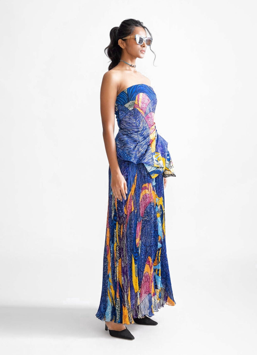 Blue Tribal Print Skirt Set Saaksha & Kinni - Fabilicious Fashion