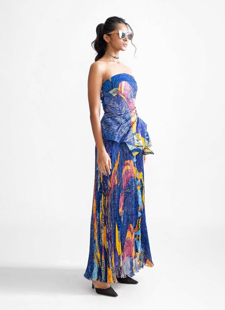 Blue Tribal Print Skirt Set Saaksha & Kinni - Fabilicious Fashion