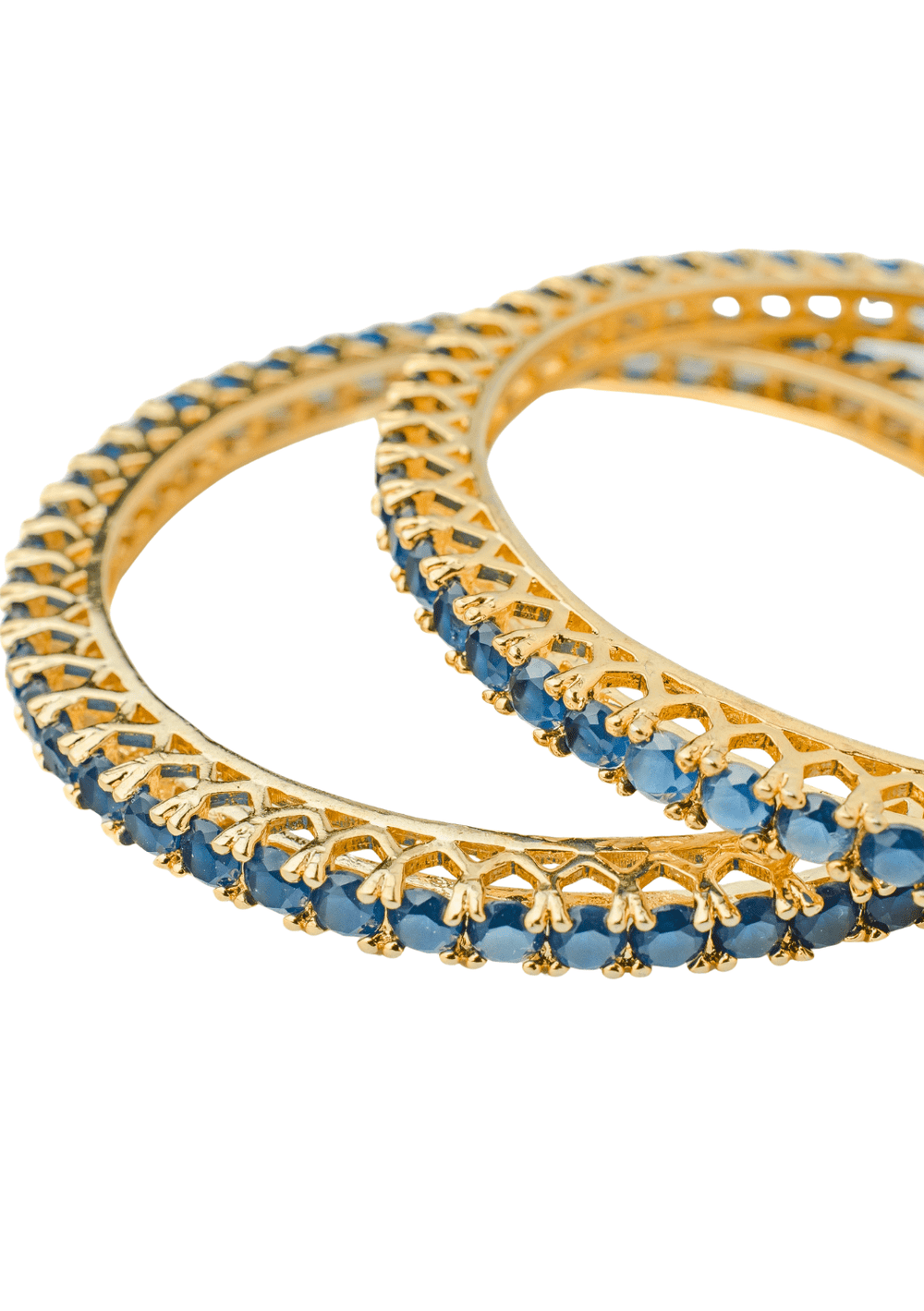 Blue Zircon Gold Plated Bangles Vivinia by Vidhi Mehra - Fabilicious Fashion