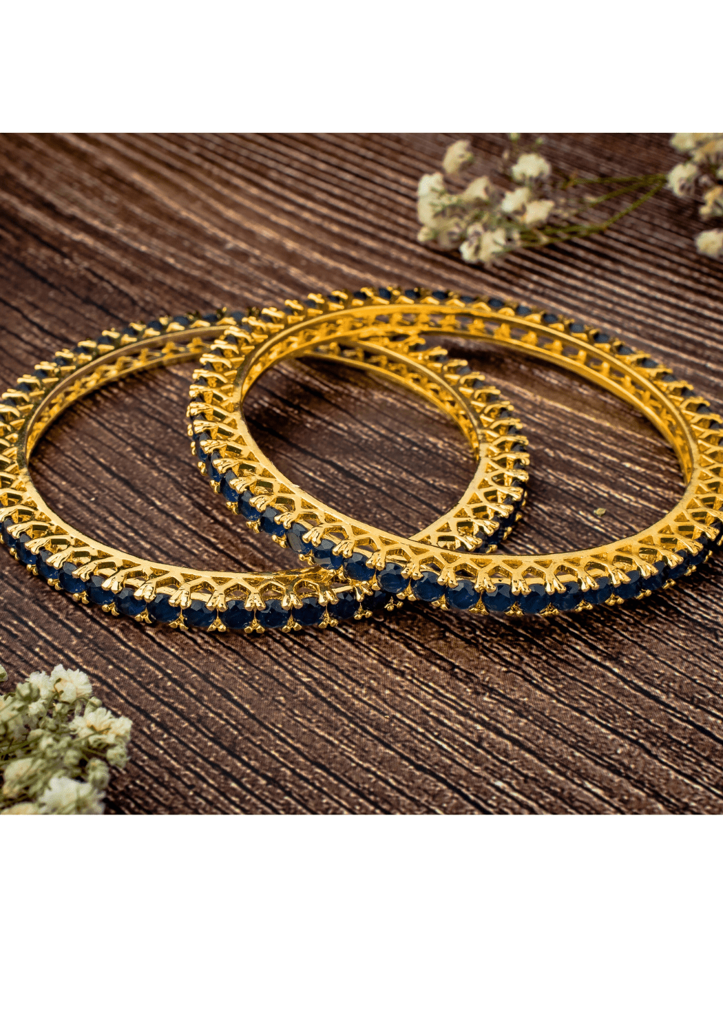 Blue Zircon Gold Plated Bangles Vivinia by Vidhi Mehra - Fabilicious Fashion