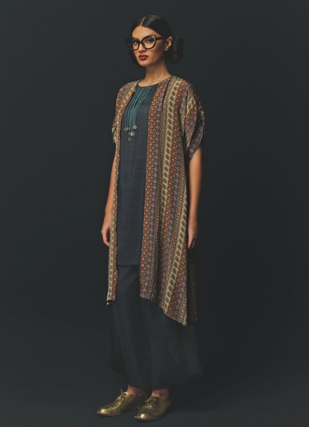 Bluish Grey Crepe Co - Ord Set Basil Leaf - Fabilicious Fashion