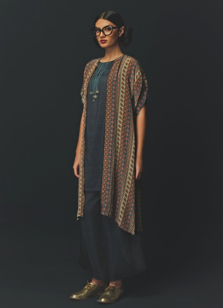 Bluish Grey Crepe Co - Ord Set Basil Leaf - Fabilicious Fashion