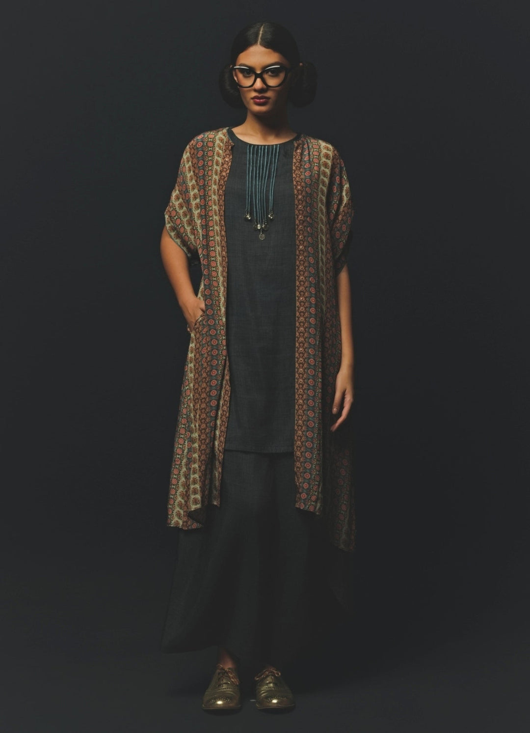 Bluish Grey Crepe Co - Ord Set Basil Leaf - Fabilicious Fashion