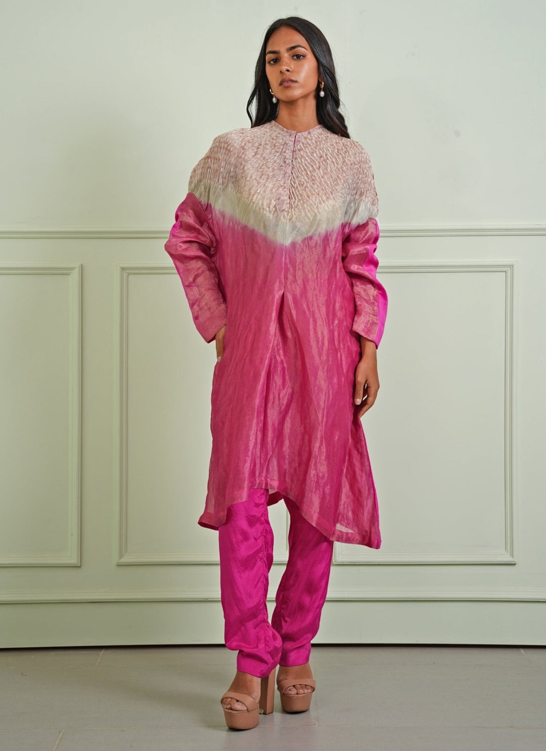 Twenty Nine Blush And Hot Pink Tissue Kurta Pants SetFabilicious Fashion