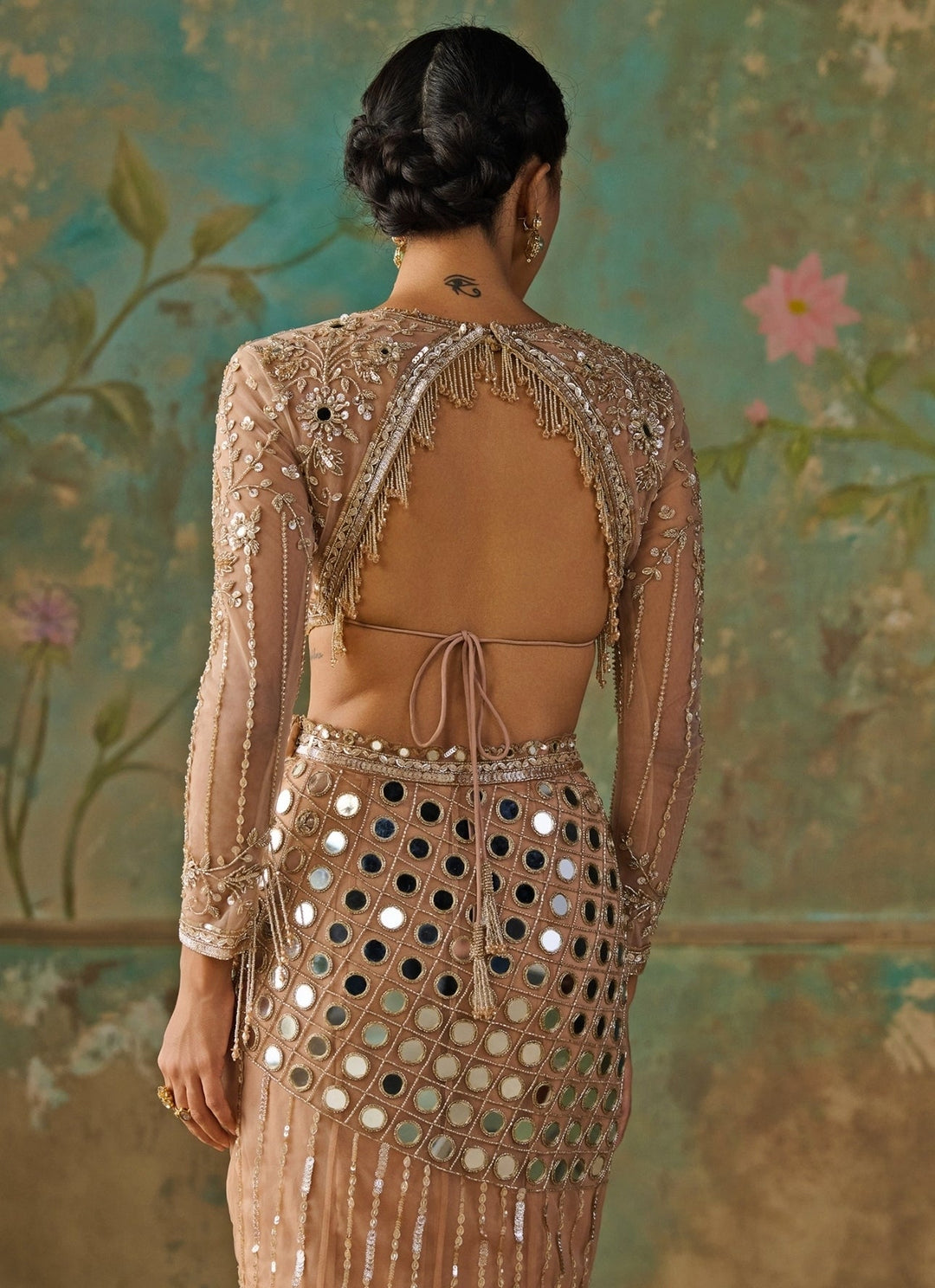 Zoon Tribe Blush Gold Soft Net Mermaid Lehenga SetFabilicious Fashion