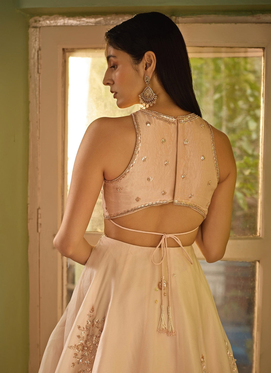 Blush Pink And Gold Embroidered Lehenga Set Zoon Tribe - Fabilicious Fashion