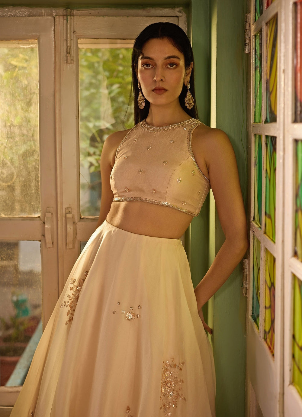 Blush Pink And Gold Embroidered Lehenga Set Zoon Tribe - Fabilicious Fashion