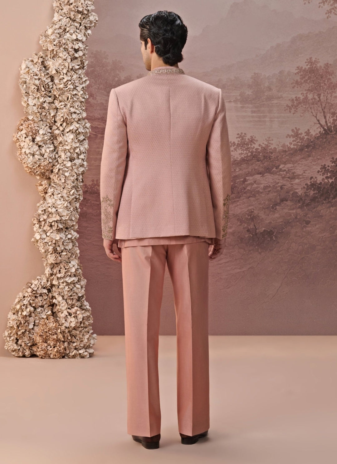 Contrast by Parth Blush Pink Bagalpuri Silk Jacket SetFabilicious Fashion