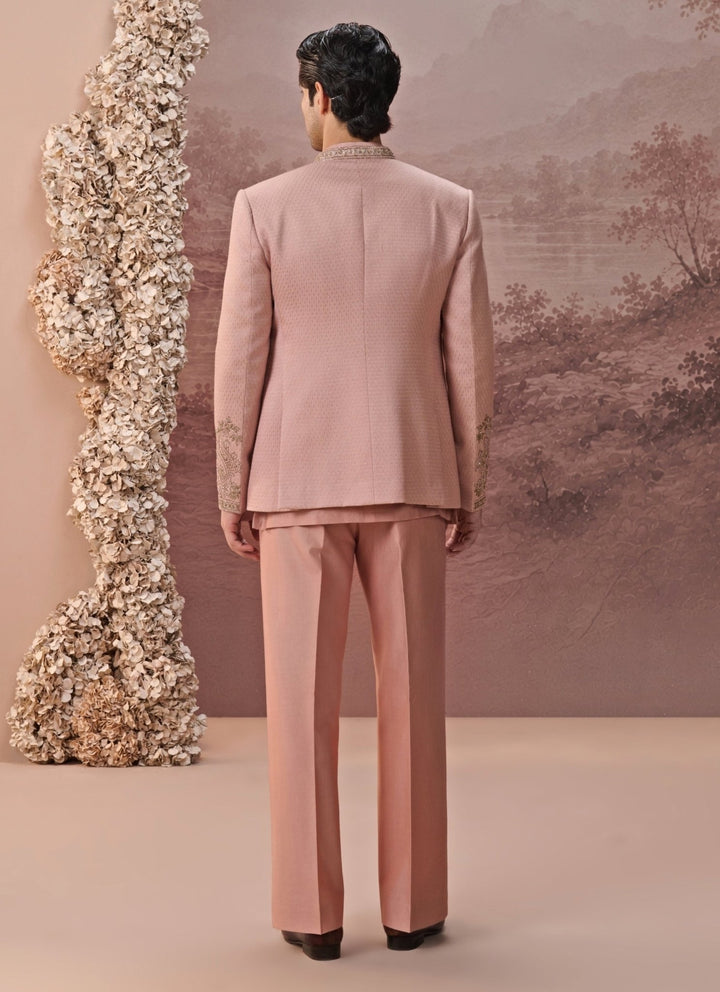 Contrast by Parth Blush Pink Bagalpuri Silk Jacket SetFabilicious Fashion