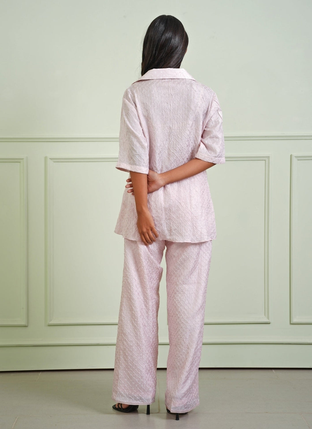Twenty Nine Blush Pink Bandhani Tie-Up Shirt With PantsFabilicious Fashion