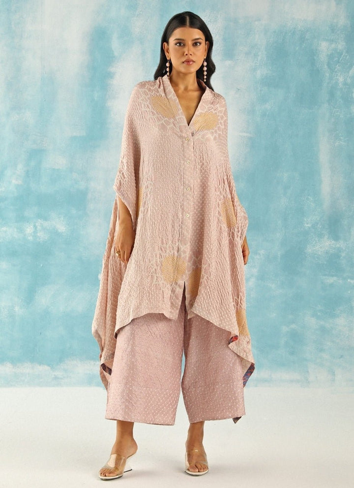 Twenty Nine Blush Pink Bandhani Tunic Kurta With PalazzoFabilicious Fashion
