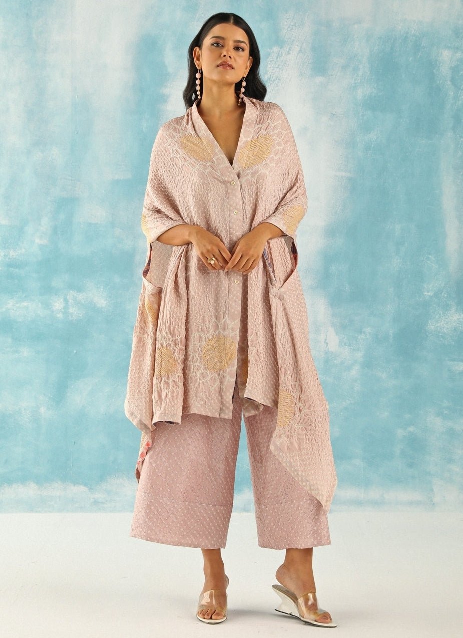 Twenty Nine Blush Pink Bandhani Tunic Kurta With PalazzoFabilicious Fashion