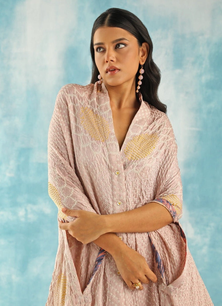 Twenty Nine Blush Pink Bandhani Tunic Kurta With PalazzoFabilicious Fashion