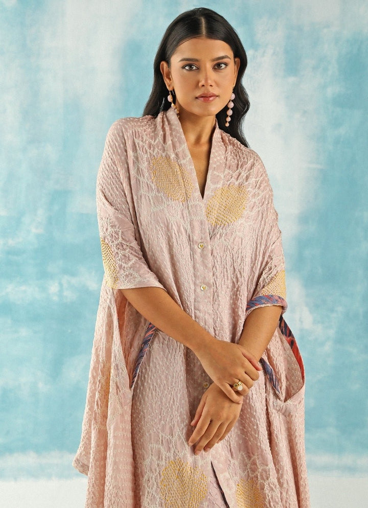 Twenty Nine Blush Pink Bandhani Tunic Kurta With PalazzoFabilicious Fashion