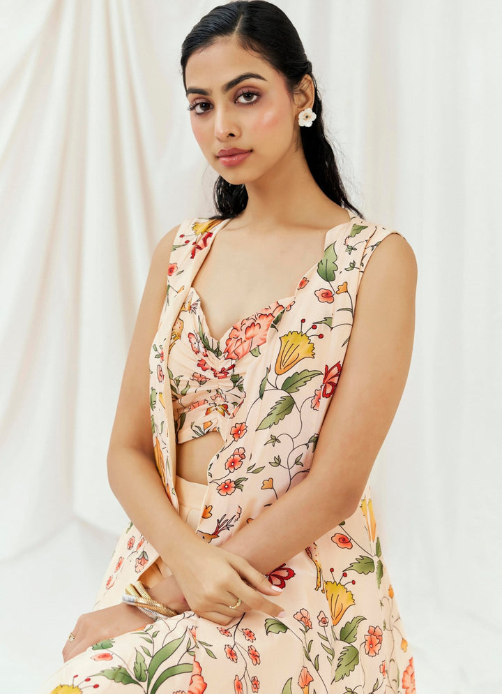 Blush Pink Blouse Sharara Set With Jacket Redpine - Fabilicious Fashion