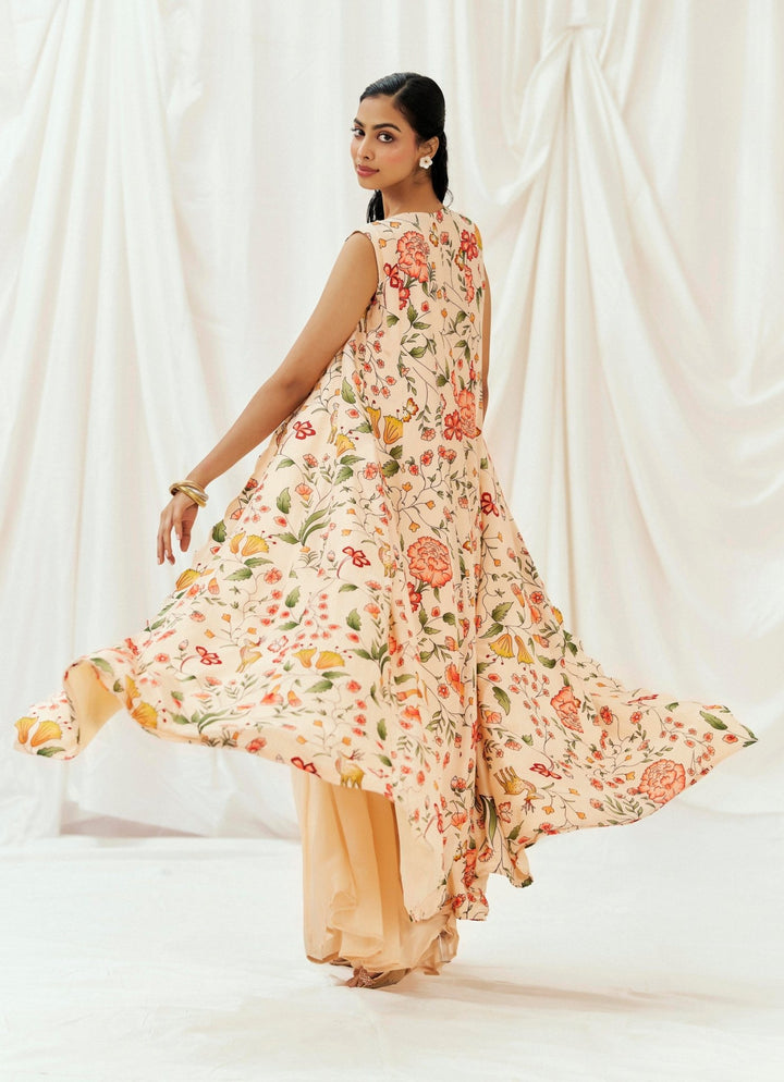 Blush Pink Blouse Sharara Set With Jacket Redpine - Fabilicious Fashion