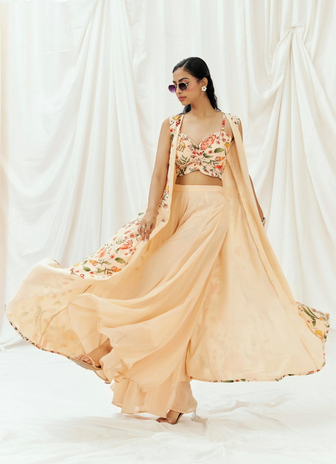 Blush Pink Blouse Sharara Set With Jacket Redpine - Fabilicious Fashion